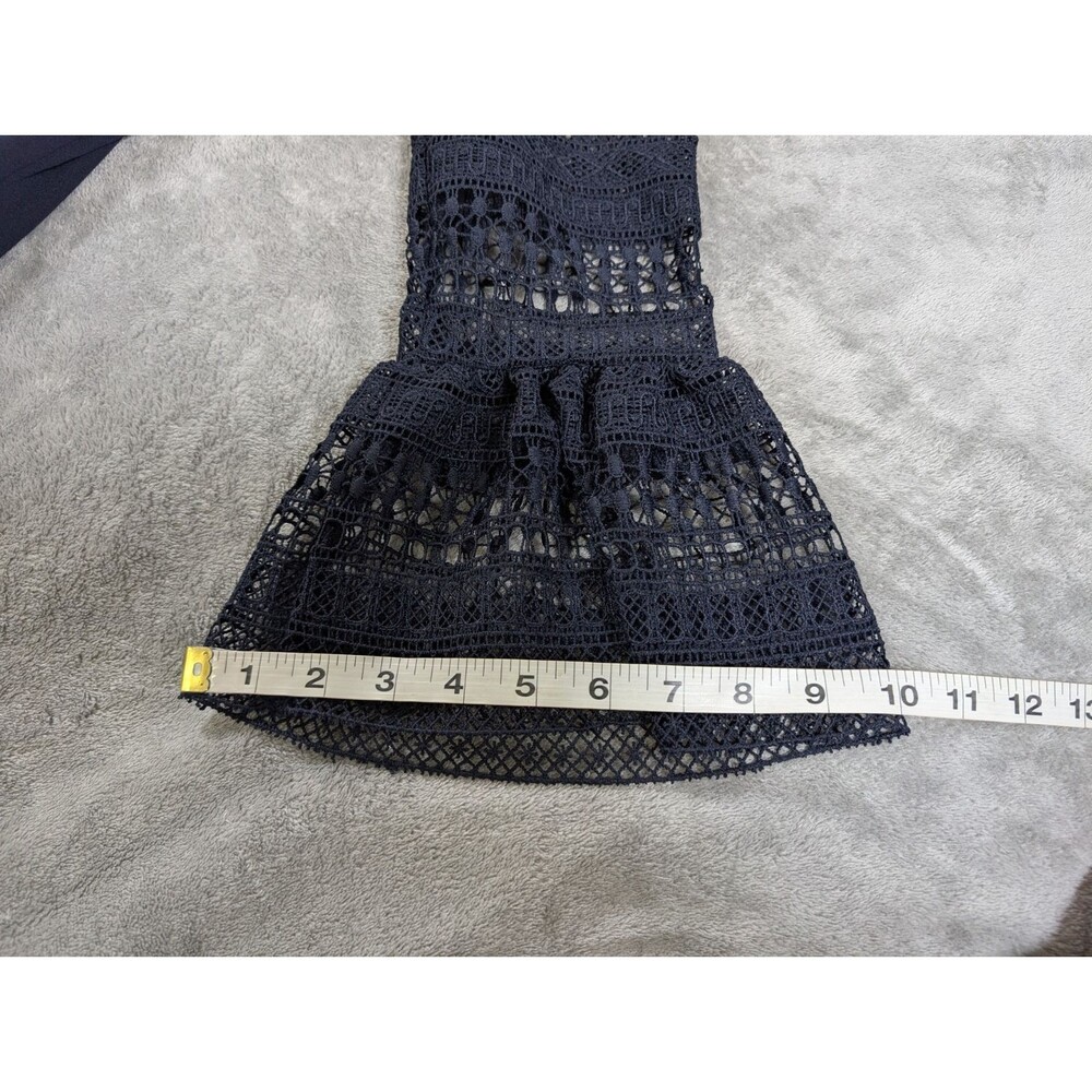 Donna Ricco New York Sheath Dress Womens 6 Blue Lace Bell Sleeve Preppy Knit - Picture 8 of 12